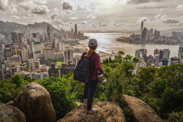 Photographer and view of Hong Kong