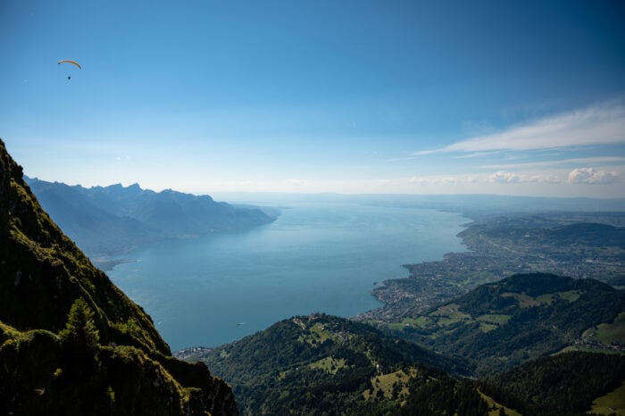 View on Lake Geneva from Les Rochers de Naye, Swiss Riviera